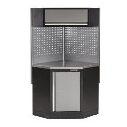 Complete werkplaatsinrichting, gevulde gereedschapskast, werkbank + hoekstuk met metaal omkleed werkblad, 223 x 200 cm Complete werkplaatsinrichting, gevulde gereedschapskast, werkbank + hoekstuk met metaal omkleed werkblad, 223 x 200 cm