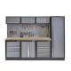 Werkbank set met hoge kast, gereedschapswand, 3 x hangkast en 11 laden - 264 x 46 x 200 cm werkplaatsinrichting