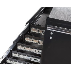 Gereedschapswagen zwart, 5 laden gevuld met gereedschap in foam inleg