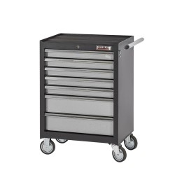 Gereedschapswagen grijs/antraciet, 5 laden gevuld met gereedschap in foam inleg Gereedschapswagen grijs/antraciet, 5 laden gevuld met gereedschap in foam inleg