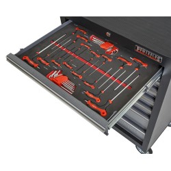 Gereedschapswagen grijs/antraciet, 5 laden gevuld met gereedschap in foam inleg Gereedschapswagen grijs/antraciet, 5 laden gevuld met gereedschap in foam inleg