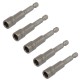 Set van 5 dop bit adapters 1/4" sleutelwijdte 10 mm. lengte 65 mm. - magnetische adapter voor boormachine