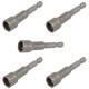 Set van 5 dop bit adapters 1/4" sleutelwijdte 13 mm. lengte 65 mm. - magnetische adapter voor boormachine