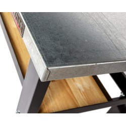 Werkbank zwart 200 cm met zinken werkblad en 2 gereedschapskisten Werkbank zwart 200 cm met zinken werkblad en 2 gereedschapskisten