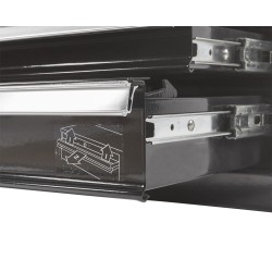 Werkbank zwart 200 cm met zinken werkblad en 2 gereedschapskisten Werkbank zwart 200 cm met zinken werkblad en 2 gereedschapskisten