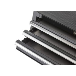 Werkbank zwart 200 cm met zinken werkblad en 2 gereedschapskisten Werkbank zwart 200 cm met zinken werkblad en 2 gereedschapskisten