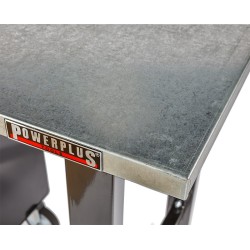 Werkbank zwart 200 cm met zinken werkblad en gereedschapswagen Werkbank zwart 200 cm met zinken werkblad en gereedschapswagen