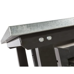 Werkbank zwart 200 cm met zinken werkblad en gereedschapswagen Werkbank zwart 200 cm met zinken werkblad en gereedschapswagen