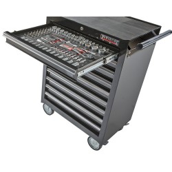 Doppenset 1/2 + 1/4 inch – lange doppen – krachtdoppen met ratel en hulpstukken - foam inleg Doppenset 1/2 + 1/4 inch – lange doppen – krachtdoppen met ratel en hulpstukken - foam inleg