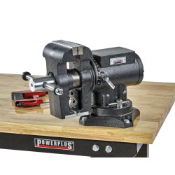 Multifunctionele bankschroef 125 mm. draaibare uitvoering met aambeeld en 2 buizenklemmen Multifunctionele bankschroef 125 mm. draaibare uitvoering met aambeeld en 2 buizenklemmen