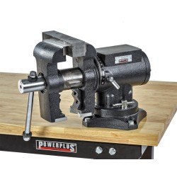 Multifunctionele bankschroef 125 mm. draaibare uitvoering met aambeeld en 2 buizenklemmen Multifunctionele bankschroef 125 mm. draaibare uitvoering met aambeeld en 2 buizenklemmen