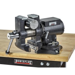 Multifunctionele bankschroef 125 mm. draaibare uitvoering met aambeeld en 2 buizenklemmen Multifunctionele bankschroef 125 mm. draaibare uitvoering met aambeeld en 2 buizenklemmen