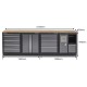 Werkbank set met hardhouten werkblad, gereedschapskast, afvalbak - 10 laden - 272 x 46 x 94,5 cm