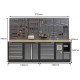 Werkbank set met hardhouten werkblad, gereedschapskast, afvalbak, gereedschapsbord - 10 laden - 272 x 46 x 94,5 / 199,5 cm