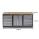 Werkbank set met hardhouten blad, werkplaatskast en 11 laden - 204 x 46 x 94,6 cm