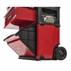 Verrijdbare gereedschapstrolley rood 4 delig met stapelbare gereedschapskisten