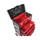 Verrijdbare gereedschapstrolley rood 4 delig met stapelbare gereedschapskisten