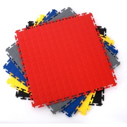 PVC kliktegel rood 500 x 500 x 7 mm. - Industriële werkplaatstegel met ronde noppen