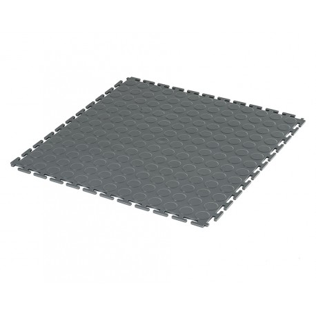 PVC kliktegel grijs 500 x 500 x 7 mm. - Industriële werkplaatstegel met ronde noppen