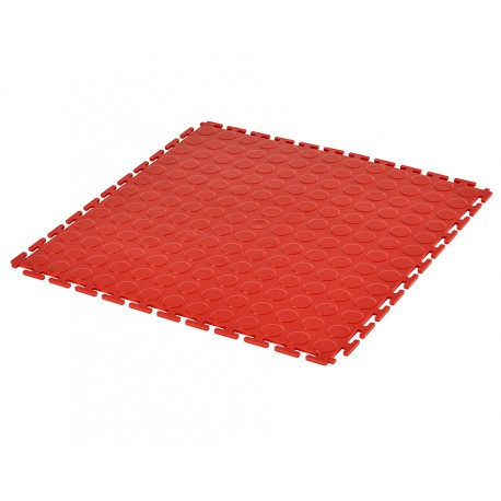 PVC kliktegel rood 500 x 500 x 7 mm. - Industriële werkplaatstegel met ronde noppen