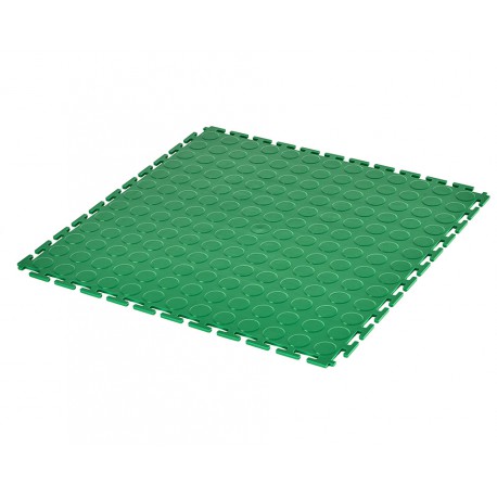 PVC kliktegel groen 500 x 500 x 7 mm. - Industriële werkplaatstegel met ronde noppen