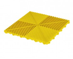 Open kliktegel geel 400 x 400 x 18 mm. - harde kunststof tegel met open structuur