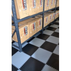 PVC kliktegel grijs 500 x 500 x 6 mm. Vloertegel voor industrieel gebruik - hamerslag anti slip profiel