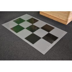 PVC kliktegel grijs 500 x 500 x 7 mm. - Industriële werkplaatstegel met ronde noppen