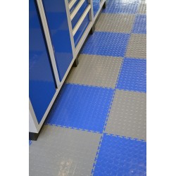 PVC kliktegel grijs 500 x 500 x 7 mm. - Industriële werkplaatstegel met ronde noppen