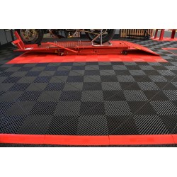 Open kliktegel rood 400 x 400 x 18 mm. - harde kunststof tegel met open structuur