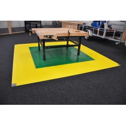 PVC kliktegel geel 500 x 500 x 7 mm. - Industriële werkplaatstegel met ronde noppen