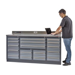 Professionele werkbank – montagetafel 183 x 70 x 95 cm. met 17 laden