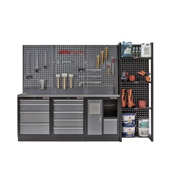 Magazijnstelling grijs antraciet - 68 x 46 x200 cm met gereedschapsbordprofiel Magazijnstelling grijs antraciet - 68 x 46 x200 cm met gereedschapsbordprofiel
