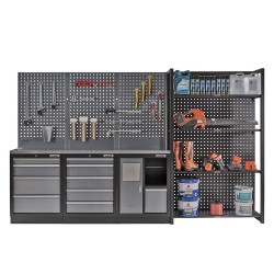 Magazijnstelling grijs antraciet - 120 x 46 x 200 cm met gereedschapsbordprofiel Magazijnstelling grijs antraciet - 120 x 46 x 200 cm met gereedschapsbordprofiel
