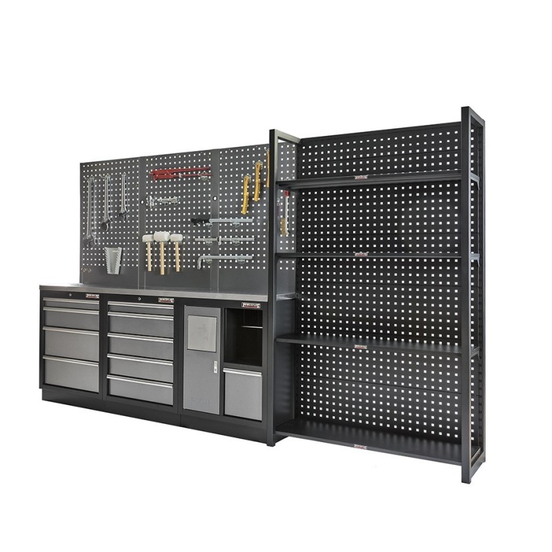 Magazijnstelling grijs antraciet - 120 x 46 x 200 cm met gereedschapsbordprofiel Magazijnstelling grijs antraciet - 120 x 46 x 200 cm met gereedschapsbordprofiel