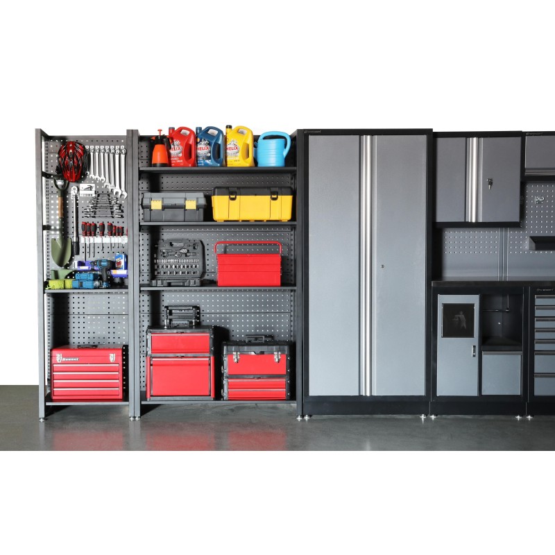 Magazijnstelling grijs antraciet - 120 x 46 x 200 cm met gereedschapsbordprofiel Magazijnstelling grijs antraciet - 120 x 46 x 200 cm met gereedschapsbordprofiel