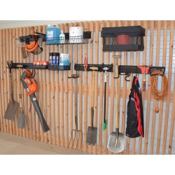 Uitgebreid opbergsysteem - tuingereedschap ophangen - opbergen - opbergsysteem - ophangsysteem  aan de muur