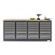 Professionele werkbank – montagetafel 215 x 70 x 95 cm. met 24 laden en hardhouten werkblad