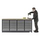 Professionele werkbank – montagetafel 215 x 70 x 95 cm. met 24 laden en hardhouten werkblad