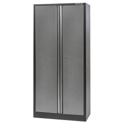 Werkbankset - met RVS plaat omkleed werkblad, werkplaatsinrichting, gereedschapsbord, hangkasten en 9 laden - 387 x 46 x 200 cm