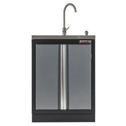 Werkbank set met MDF werkblad met RVS plaat omkleed - 18 laden - 204 x 46 x 94,6 cm. Werkbank met laden - ladenblok