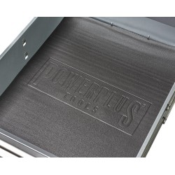 Zachte dunne non-woven foam mat met logo 459 x 597 x 2,5 mm voor lade gereedschapswagen