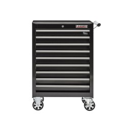 Gereedschapswagen zwart,  9 laden gevuld met gereedschap in foam inleg