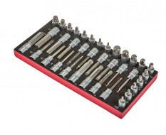 Bitset 1 inch met fijntand – veeltand – lange inbus bit – xzn bit - set 36 delen