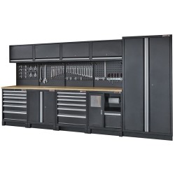 Onderpaneel zwart met stopcontact voor Heavy Duty werkbankserie