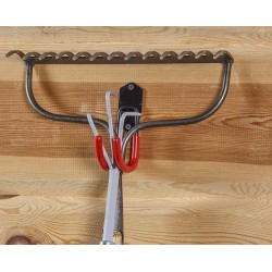 Dubbele wandhaak – ophangbeugel van metaal 4 x 10 x 14 cm. licht gebogen.- ovaal