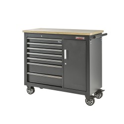 Grote professionele mat zwarte gereedschapswagen – werkbank op wielen – verrijdbare werkbank