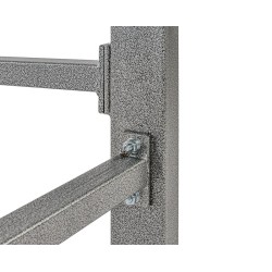 Werkbank grijs 150 cm met hardhouten blad - open model