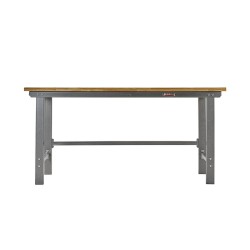 Werkbank grijs 200 cm met hardhouten blad - open model