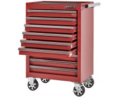 Gereedschapswagen rood met 6 gevulde laden - soft mat